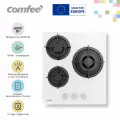Газовая варочная панель Comfee CGH401GW, 45 см, 3 конфорки, WOK конфорка, электроподжиг, газ-контроль, закаленное стекло, белый