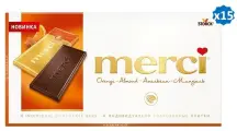 Шоколад Merci Мерси горький с соком Апельсина и кусочками Миндаля, 100 г х 15 шт