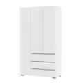 Шкаф трёхстворчатый с ящиками, с полками и штангой, ЛДСП, цвет- белый, 120*210*46 см