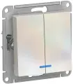 Выключатель Systeme Electric ATLASDESIGN ATN000453, 2 клавиши, с подсветкой, цвет жемчуг