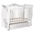 Кроватка детская для новорожденных Антел Julia-11 с универсальным маятником и ящиком, массив березы, белый