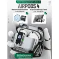 Чехол для наушников AirPods 4 (2024) MagSafe, с подставкой, с магнитным замком и карабином, пластик, серебристый