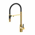 Смеситель для кухни с гибким изливом Paulmark MAGNETO ONE брашированное золото, с подключением фильтра питьевой воды, Ma213188-BG