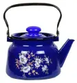 Чайник 2,3л эмаль С2714.3К декор кобальтовый с пл. кнопкой стальэмаль