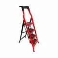 Стремянка Стальная Mandegar Sama Красного Цвета С 4 Широкими Ступенями , Рабочая Высота 2.95 М, Нагрузка 150 Кг.