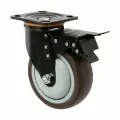 Колесо для трансп. тележек поворотное тундра, d=150 мм, на пдощадке, со стопорм, покрытие TPR 9917