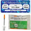Шприц инсулиновый BD Micro-Fine Plus Demi U-100 0,3 мл 30G (0,3 х 8 мм) 100 шт.