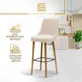 Барный стул для кухни 75 см Fusion Standart F01, на деревянных ножках, велюр цвет слоновая кость