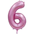 Воздушный шар с гелием Цифра Цифра 6 Сатин Pink 100см Весёлая Затея