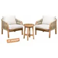 Комплект деревянной лаунж-мебели Tagliamento Ravona KD, 2 кресла и кофейный столик, с подушками, бежевый