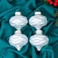 Ёлочные игрушки Глория луковки волны (набор 4 шт) 7х7 см, белый