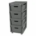 Комод на колесах LUXE 4 ящика 300х385х690мм, серый