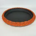 Поддон из искусственного ротанга для горшков/кашпо. 39 см. Оранжевый.