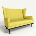 Диван с ушами на высоких ножках Фантазёр D-6 (желтый) для гостиной, кафе, ресторана, салона красоты и прихожей.