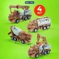 Игровой набор машинок Play Okay динозавры, спецтехника, прочные и развивающие игрушки, инерционные, 4 шт в комплекте, серый и коричневый