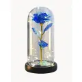 Роза в колбе с подсветкой вечный цветок подарок на 8 марта голубая 22 см