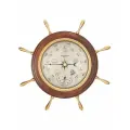 Метеостанция бриг КМ91325ТБ-О. Метеостанция бытовая механическая. Сувенир штурвал. Настенная, коричневая. Барометр анероид, термометр.