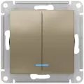 SE AtlasDesign Шампань Выключатель 2-клавишный с подсветкой, сх.5а, 10АХ, механизм ATN000553