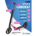 Самокат 2-х колесный серия STYLE-B регулировка высоты руля, нагрузка до 100 кг, колеса PU 200 мм, черно-розовый