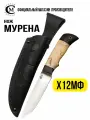 Нож туристический Мастерская Сёмина Мурена сталь Х12МФ, рукоять карельская берёза, граб, ножны из натуральной кожи