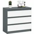 Комод три ящика Мори МК800.1 цвет графит/белый, ШхГхВ 80,4х41х73 см.