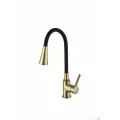 Смеситель для кухонной мойки FRAP-4044-3 с гибким изливом, матовое золото/черный