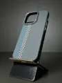 Чехол - накладка на Айфон 15 Про с МагСейф из Кевлара / Чехол - накладка на iPhone 15 Pro с MagSafe Kevlar LUXO Life+ / MOSBROS, Черно-синий с полосой, карбоновый