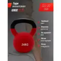 Гиря виниловая UNIX Fit Red, обрезиненная, женская и мужская, для фитнеса и кроссфита, 24 кг, 1 шт.