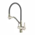 Смеситель для кухни с подключением фильтра Frap F43550-5 латунь, цвет сатин/серый
