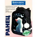 Ранец BRAUBERG PREMIUM, 2 отделения, с брелоком, Белый котенок, светящийся, 38х29х16 см, 274392