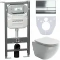 Комплект 4 в 1 Ceramicanova с инсталляцией Envision, безободковым унитазом Metropol, хром клавишей Flat