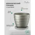 Горшок Вещицы с поддоном BH-40-1, 1.4 л, 14.5x13 см, темно-серый