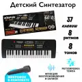 Синтезатор детский с микрофоном / Пианино детское работает от сети и батареек 27 клавиш
