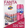 Fanta Lychee, 0.32 л, 24 шт, банка (газированный напиток Фанта Личи, жб, Малайзия)