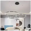 Подвесная светодиодная люстра 4 кольца 20*40*60*80 черная с пультом и приложением