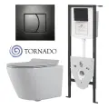 Инсталляция с подвесным унитазом CULTO TOR V2.0. Панель смыва черная. Система смыва Торнадо