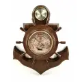 Метеостанция настенная деревянная большая механическая домашняя смич БМ6 бар якорь массив дерева размер 47х57х8см
