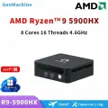 Мини - компьютер GenMachine AMD R5-5900HX Mini PC Windows 11 Pro 2*DDR4 3200Mhz Business Office Design Computer 32G+512G