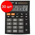 Комплект 30 шт, Калькулятор настольный BRAUBERG ULTRA-12-BK (192x143 мм), 12 разрядов, двойное питание, черный, 250491