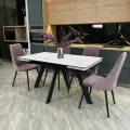 Стол обеденный раздвижной НЕО-2 в керамике, белый мрамор, 140(200)х80 см