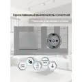 Розетка с одноклавишным выключателем, рамка стекло, цвет серый. F8