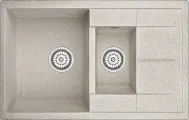 Мойка кухонная Granula 7802, пирит прямоугольная, 77x49, с крылом, бежевая, матовая, российская