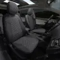 Чехлы Автопилот для Ford Focus III Sport/Titanium с 11г. (с подлокотником). Алькантара, ромб, черный, темно-серый.