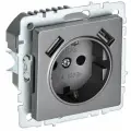 Розетка 16А с USB A+A 3,1А (Сталь), IEK Brite