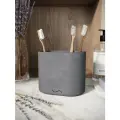 Стакан для зубных щеток, стакан для ванной Astrid Duo, 12.5х8.5х10 см, бетон, черный матовый