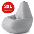 Кресло мешок Bean Joy, пуфик мешок, бескаркасное кресло, размер 3XL, оксфорд, серебристо-серый