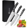 Набор ножей кухонных PAUDIN профессиональный поварской, комплект 3 шт, HRC 56+, в подарочном футляре