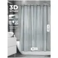 Штора для ванной 3D эффект 180*200 NFD-3D-blue встроенные люверсы (кольца) черный