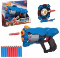 Игровой набор Junfa бластер космический с барабаном, 10 мягких пуль, мишень синий