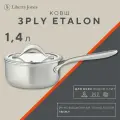 Ковш из нержавеющей стали с крышкой 3Ply Etalon 1,4 л для индукционной газовой электрической плит Ø16 см Liberty Jones LJ0000226